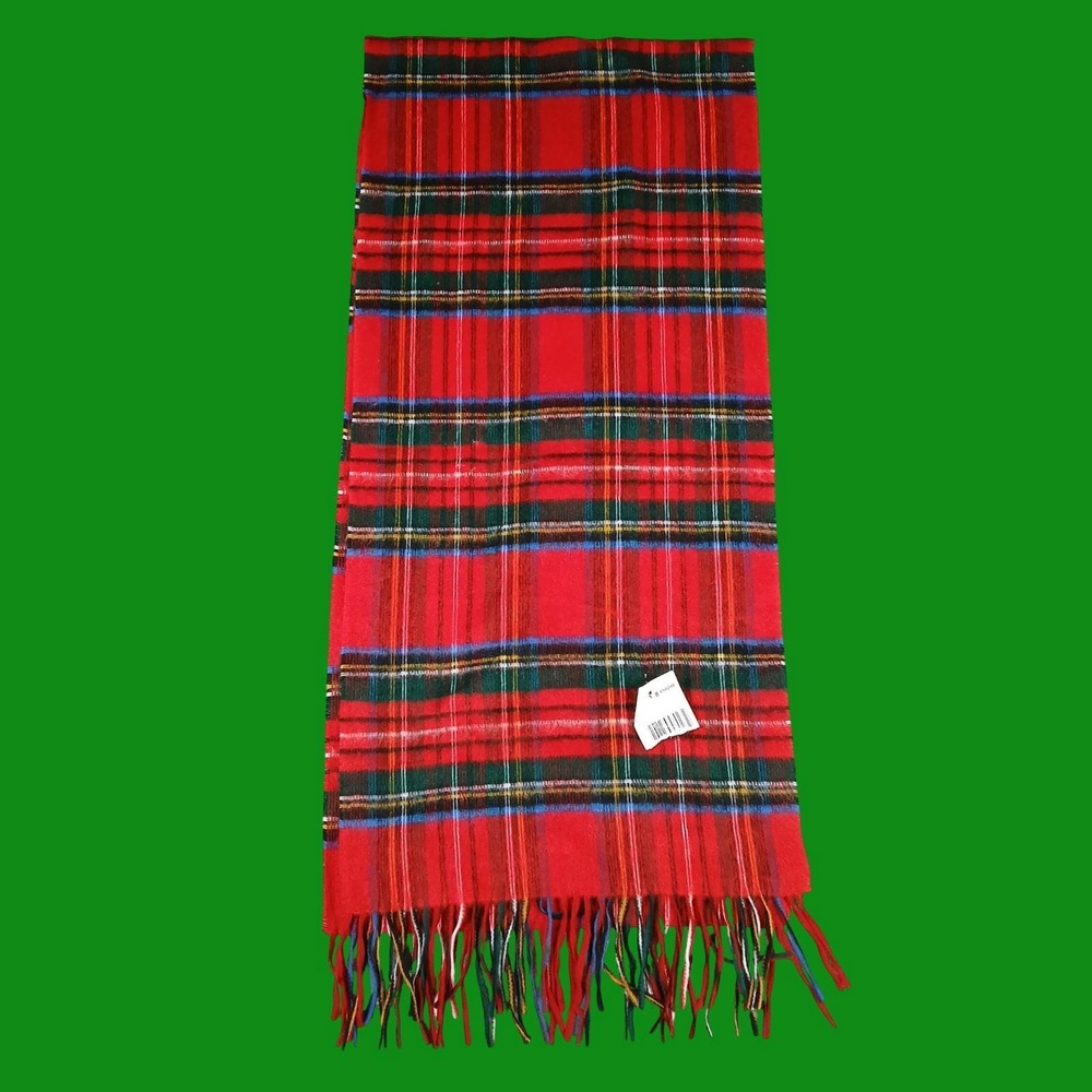V. Fraas Plaid Scarf Unisex OS Red Tartan Acrylic Holiday Christmas Germany NEW